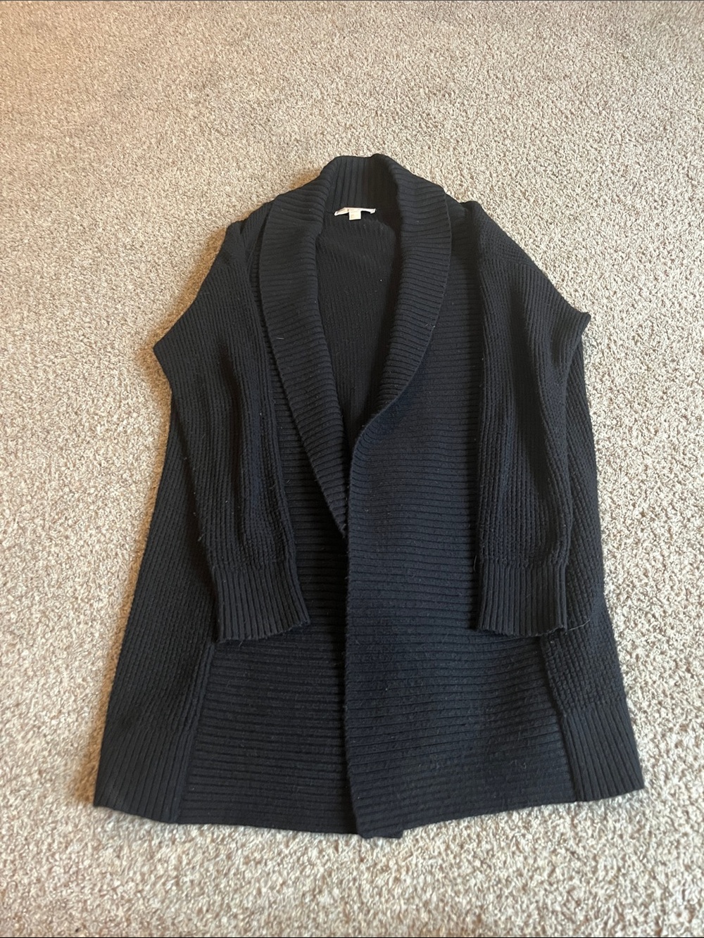 Michael Kors Black Shawl-Collar Open Ribbed Cardigan